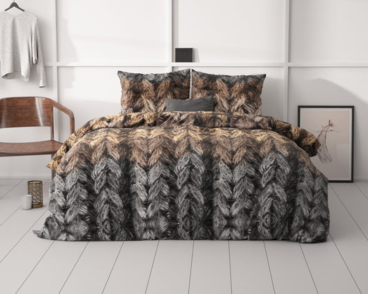Dekbedovertrek Trendy knits Bruin