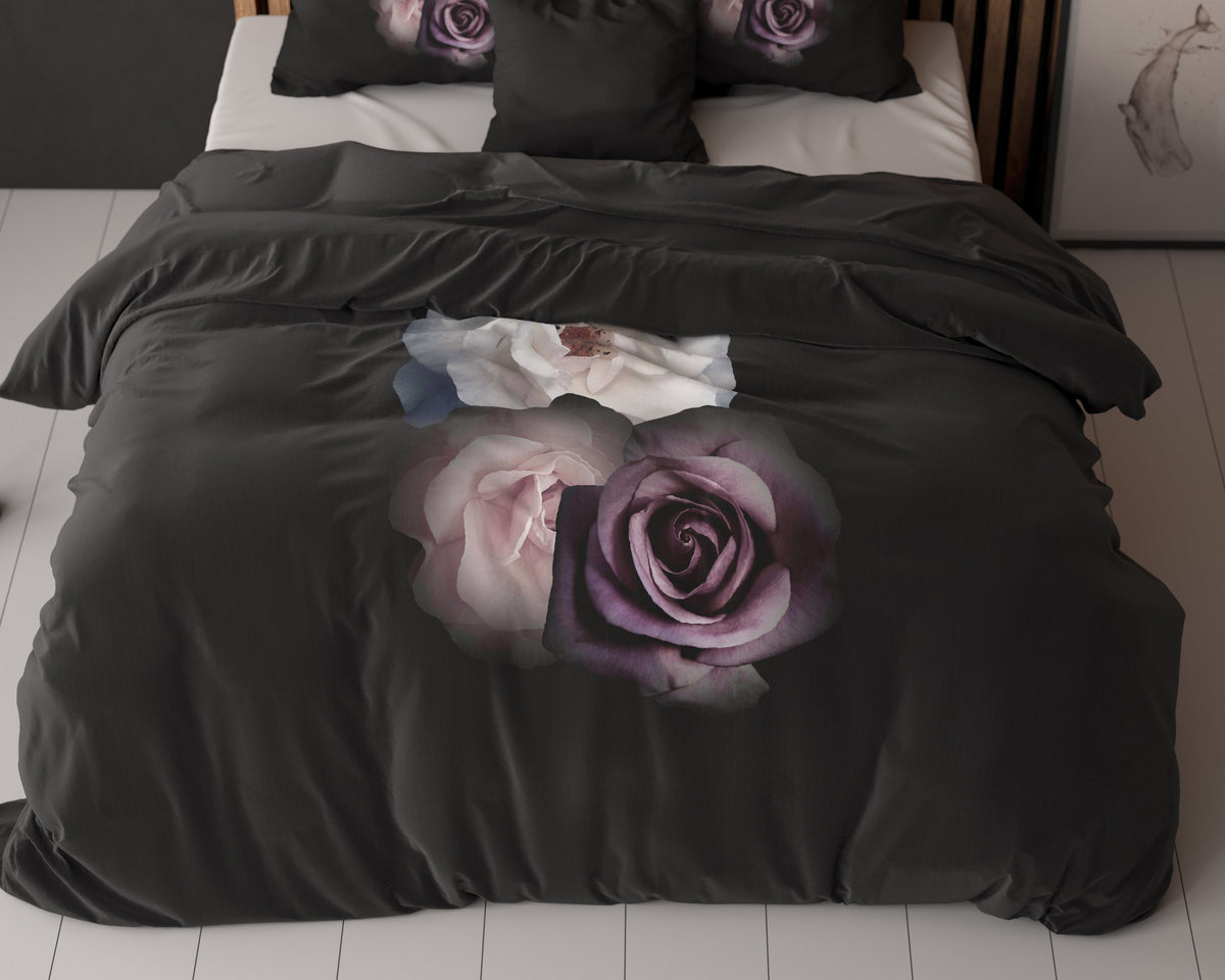 Dekbedovertrek Deep Flowers Zwart