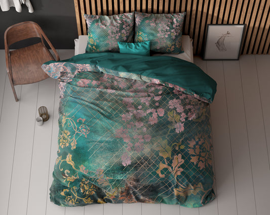 Dekbedovertrek Raddison Flower Groen