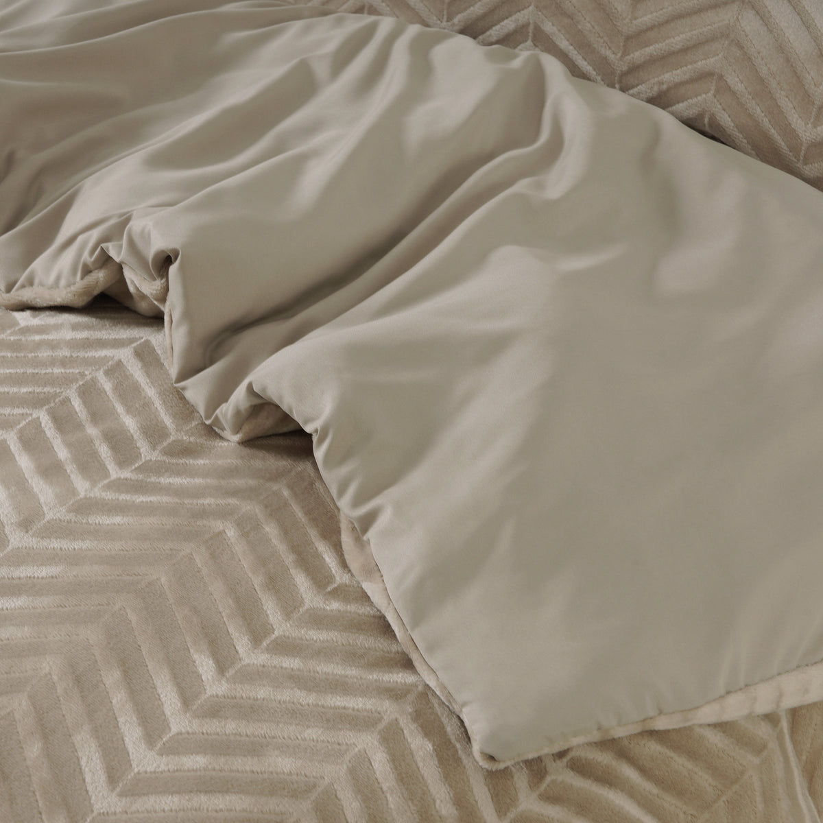 Dekbedovertrek Chevron Teddy Taupe