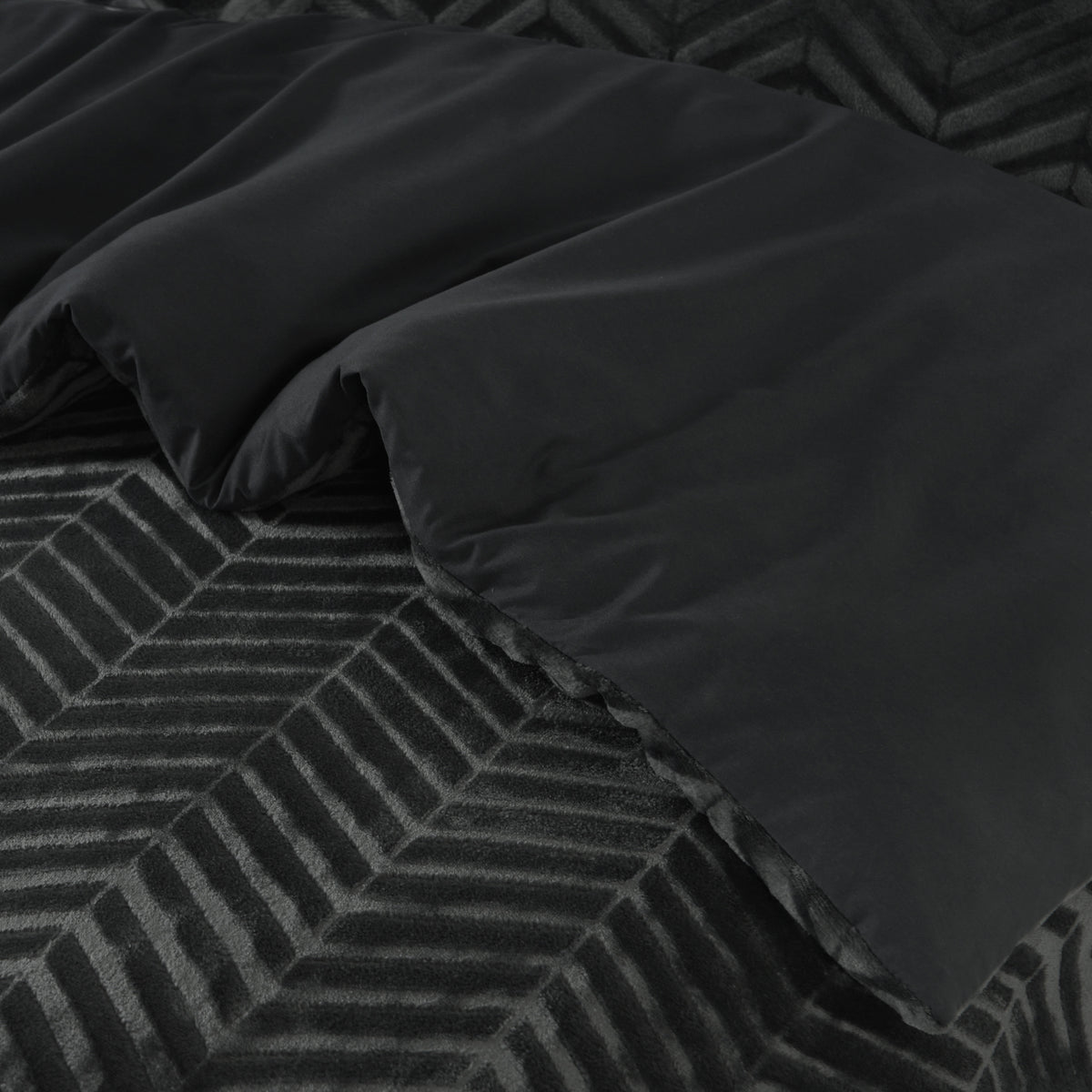 Dekbedovertrek Chevron Teddy Antraciet