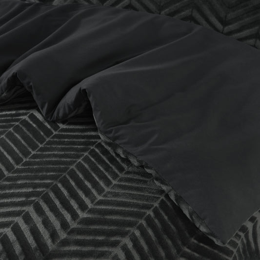 Dekbedovertrek Chevron Teddy Antraciet