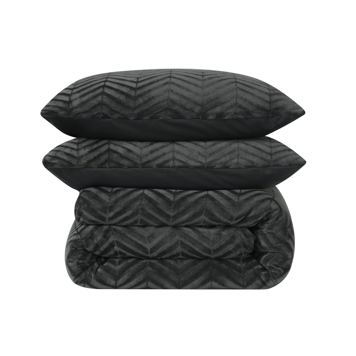 Dekbedovertrek Chevron Teddy Antraciet