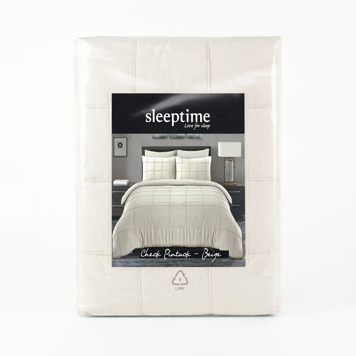 Dekbedovertrek Check Pintuck Beige
