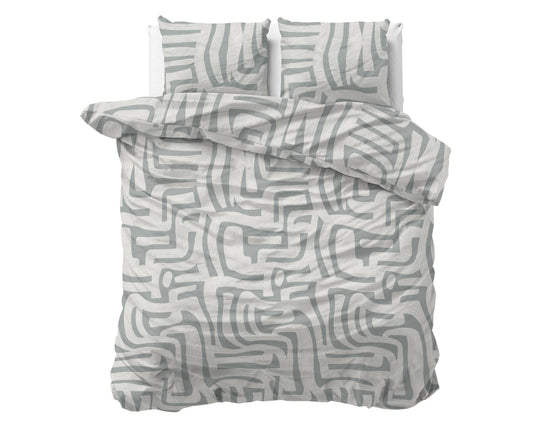 Dekbedovertrek Flanel Danis Groen/Grijs