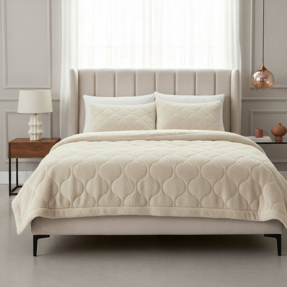 Lazy Dekbed Teddy Beige Met Kussenslopen