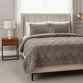 Lazy Dekbed Teddy Taupe/Grijs Met Kussenslopen