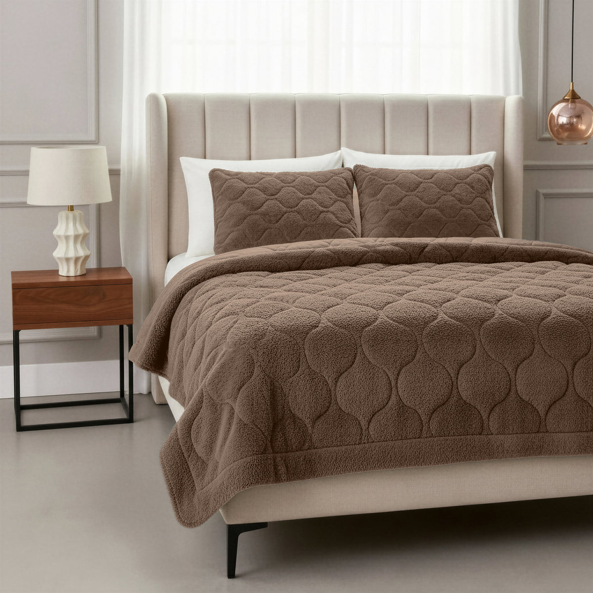 Lazy Dekbed Teddy Taupe/Bruin Met Kussenslopen