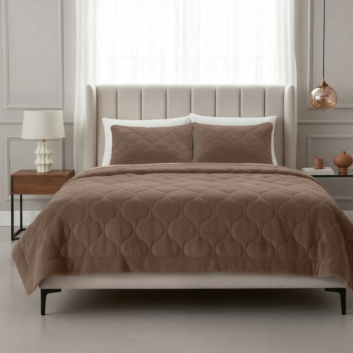 Lazy Dekbed Teddy Taupe/Bruin Met Kussenslopen