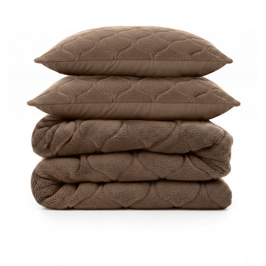 Lazy Dekbed Teddy Taupe/Bruin Met Kussenslopen