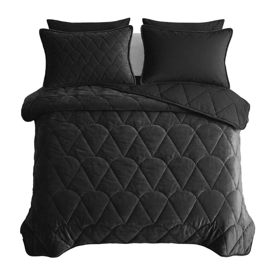 Lazy Dekbed Velvet Zwart Met Kussenslopen