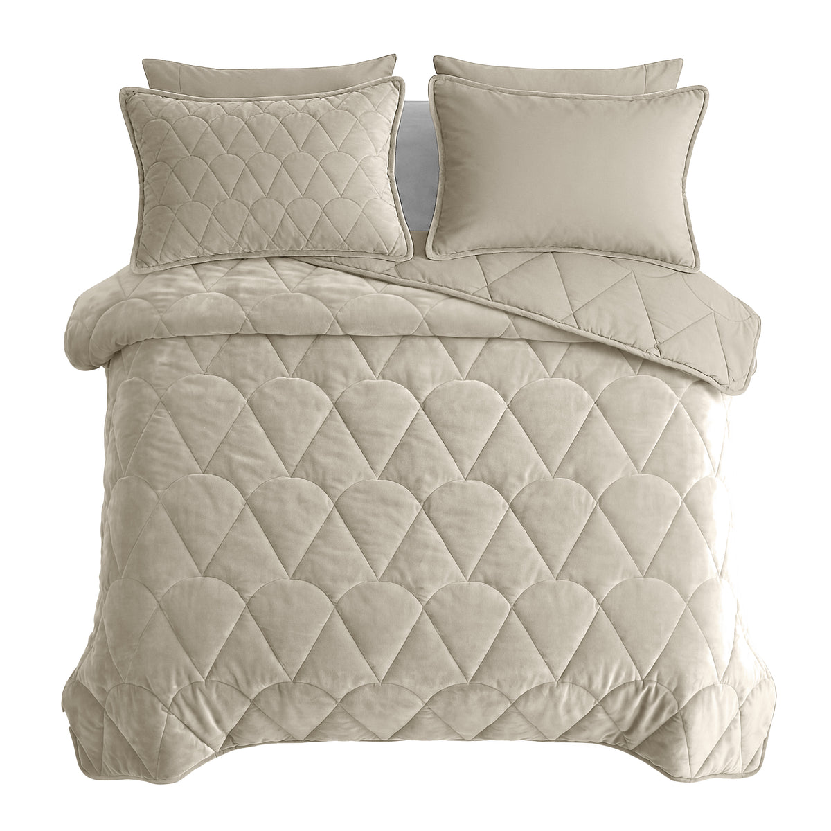 Lazy Dekbed Velvet Taupe/Grijs Met Kussenslopen