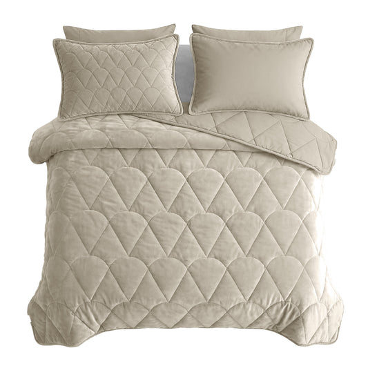 Lazy Dekbed Velvet Taupe/Grijs Met Kussenslopen