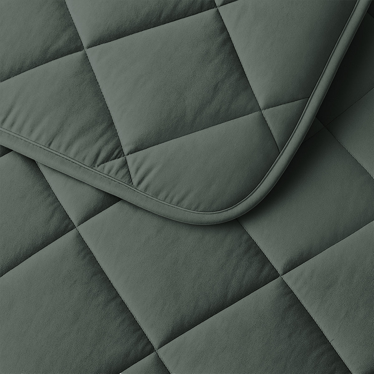 Lazy Dekbed Uni Grijs/Groen Met Kussenslopen