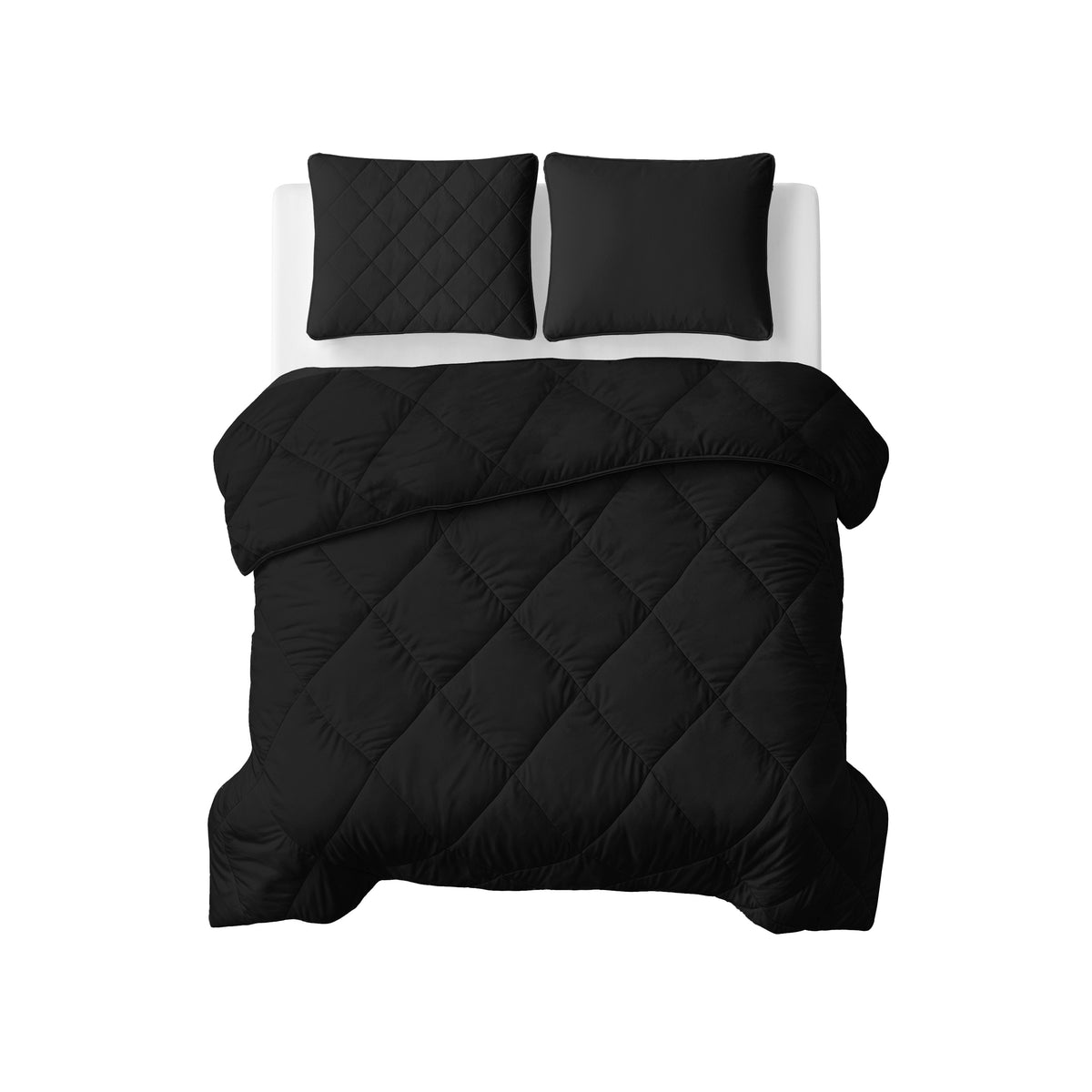 Lazy Dekbed Uni Zwart Met Kussenslopen