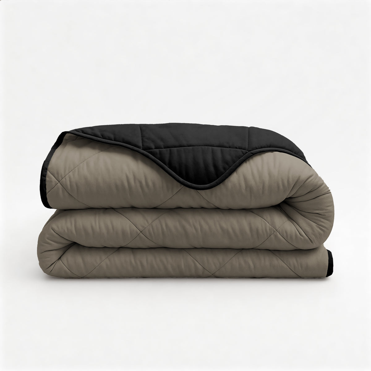 Lazy Dekbed Uni Taupe/Zwart Met Kussenslopen