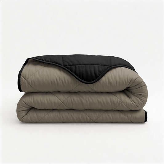 Lazy Dekbed Uni Taupe/Zwart Met Kussenslopen