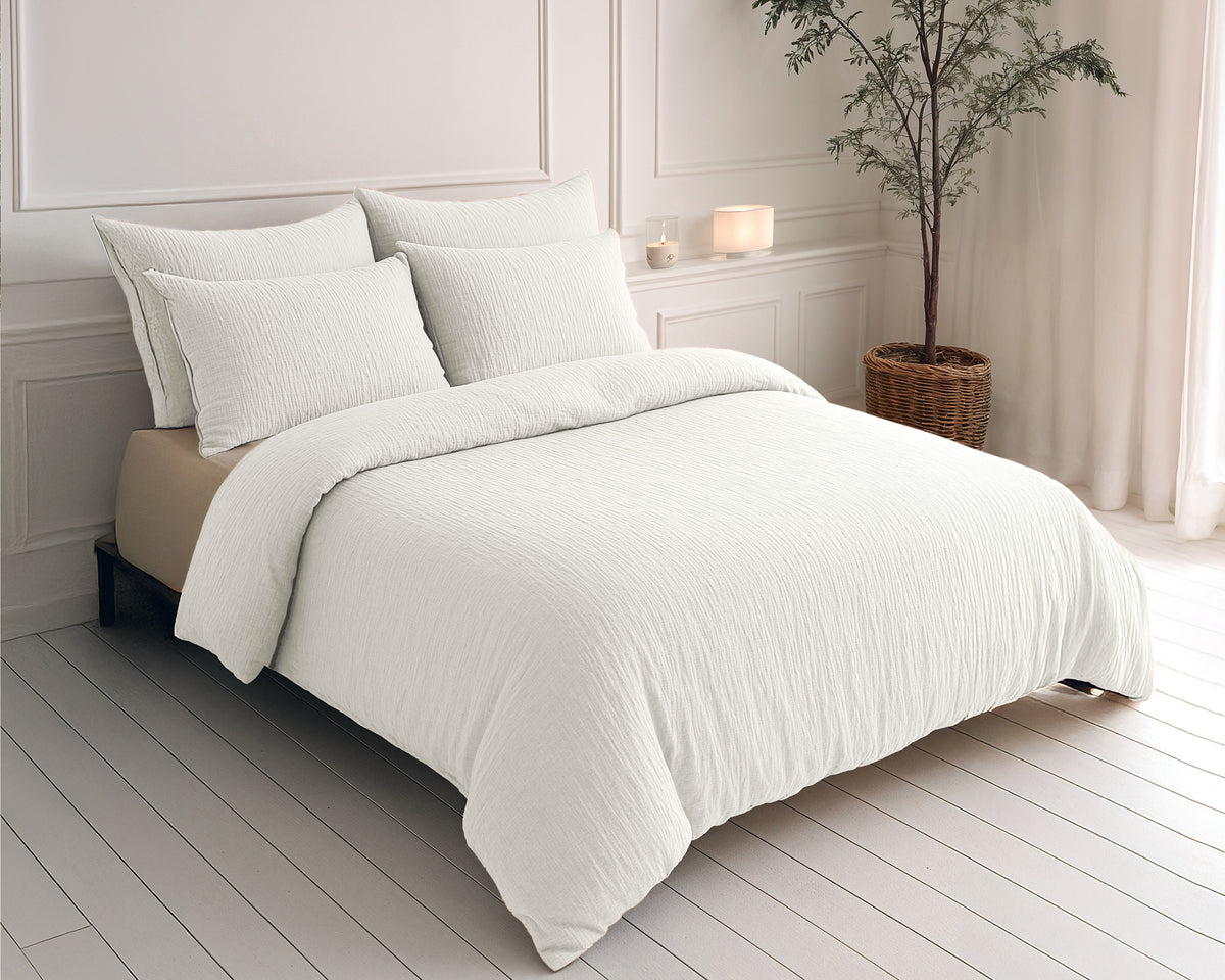 Lazy Dekbed Mousseline Beige Met Kussenslopen