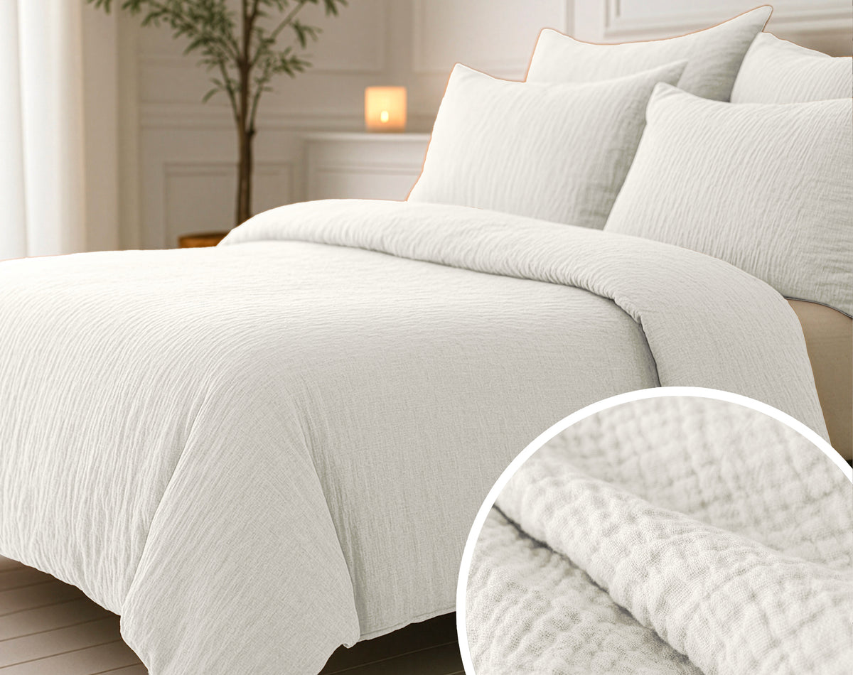 Lazy Dekbed Mousseline Beige Met Kussenslopen