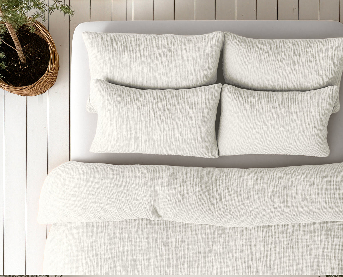 Lazy Dekbed Mousseline Beige Met Kussenslopen