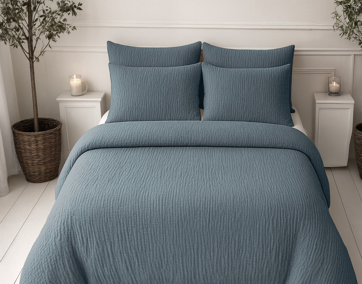 Lazy Dekbed Mousseline Groen Met Kussenslopen