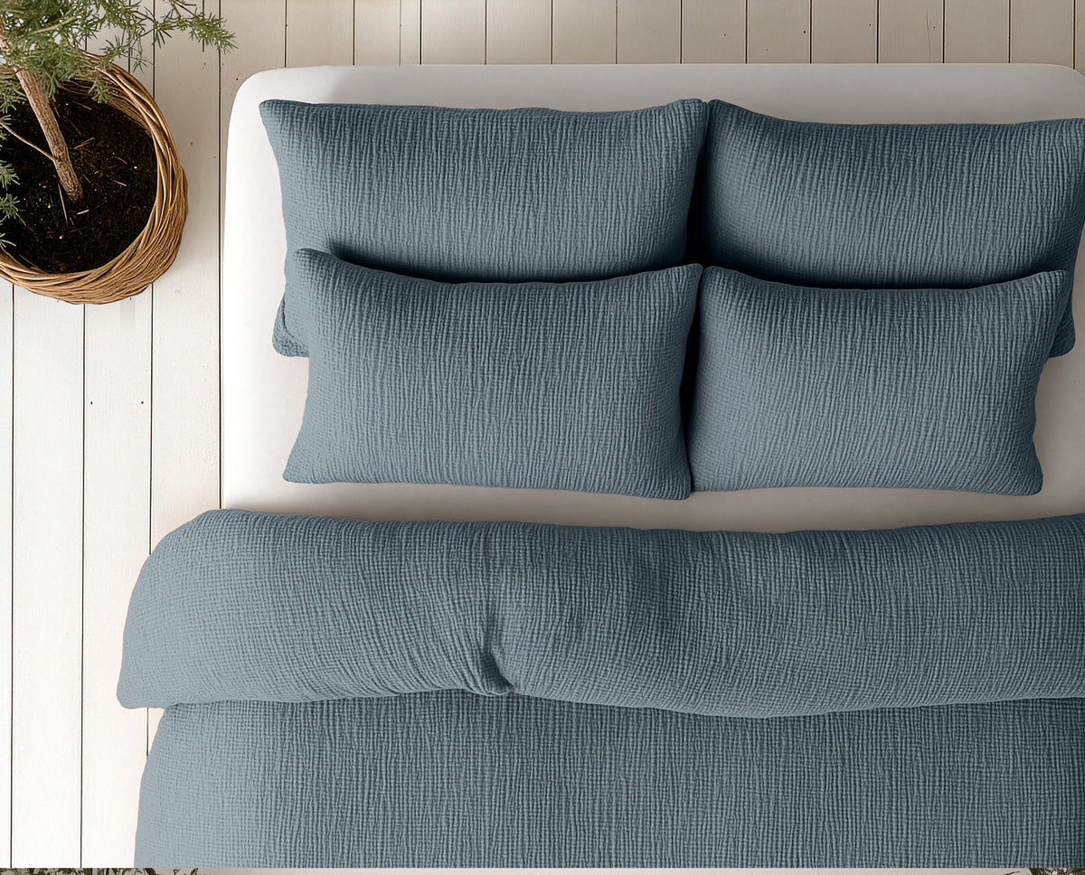 Lazy Dekbed Mousseline Groen Met Kussenslopen