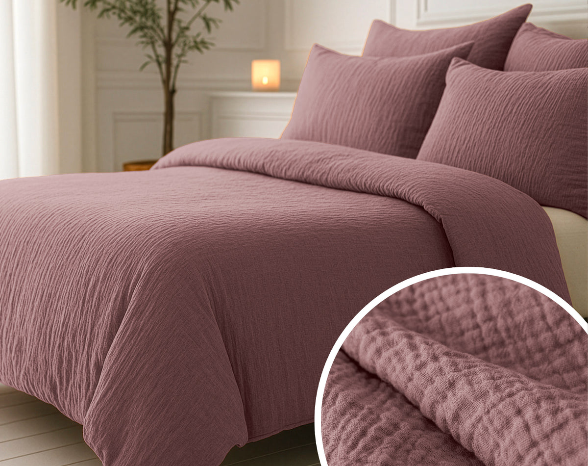 Lazy Dekbed Mousseline Oud Roze Met Kussenslopen