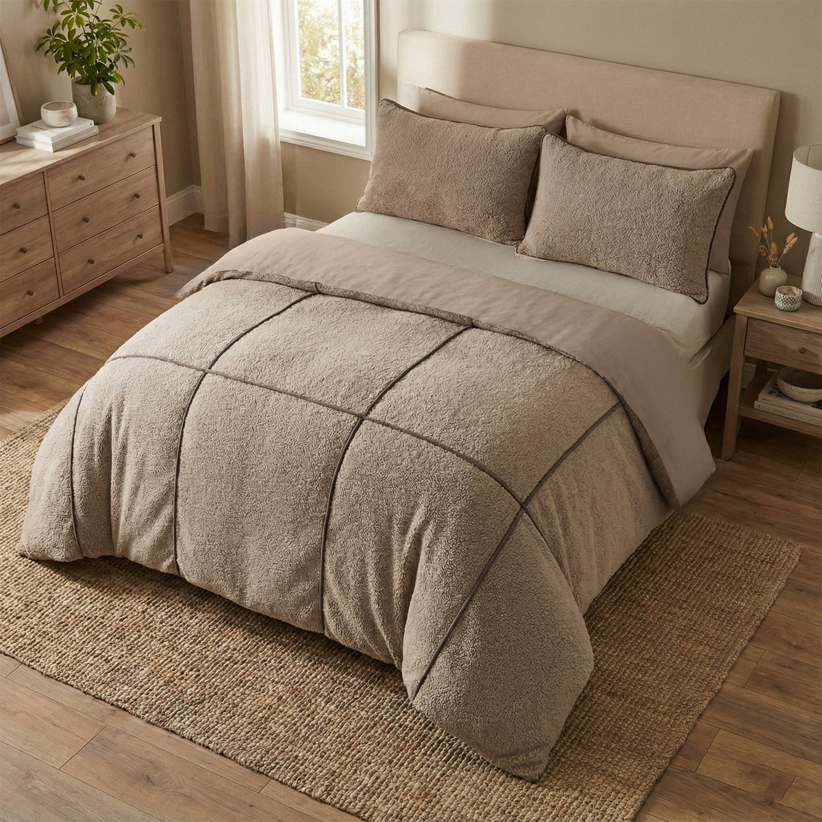 Dekbedovertrek Teddy Trim Taupe