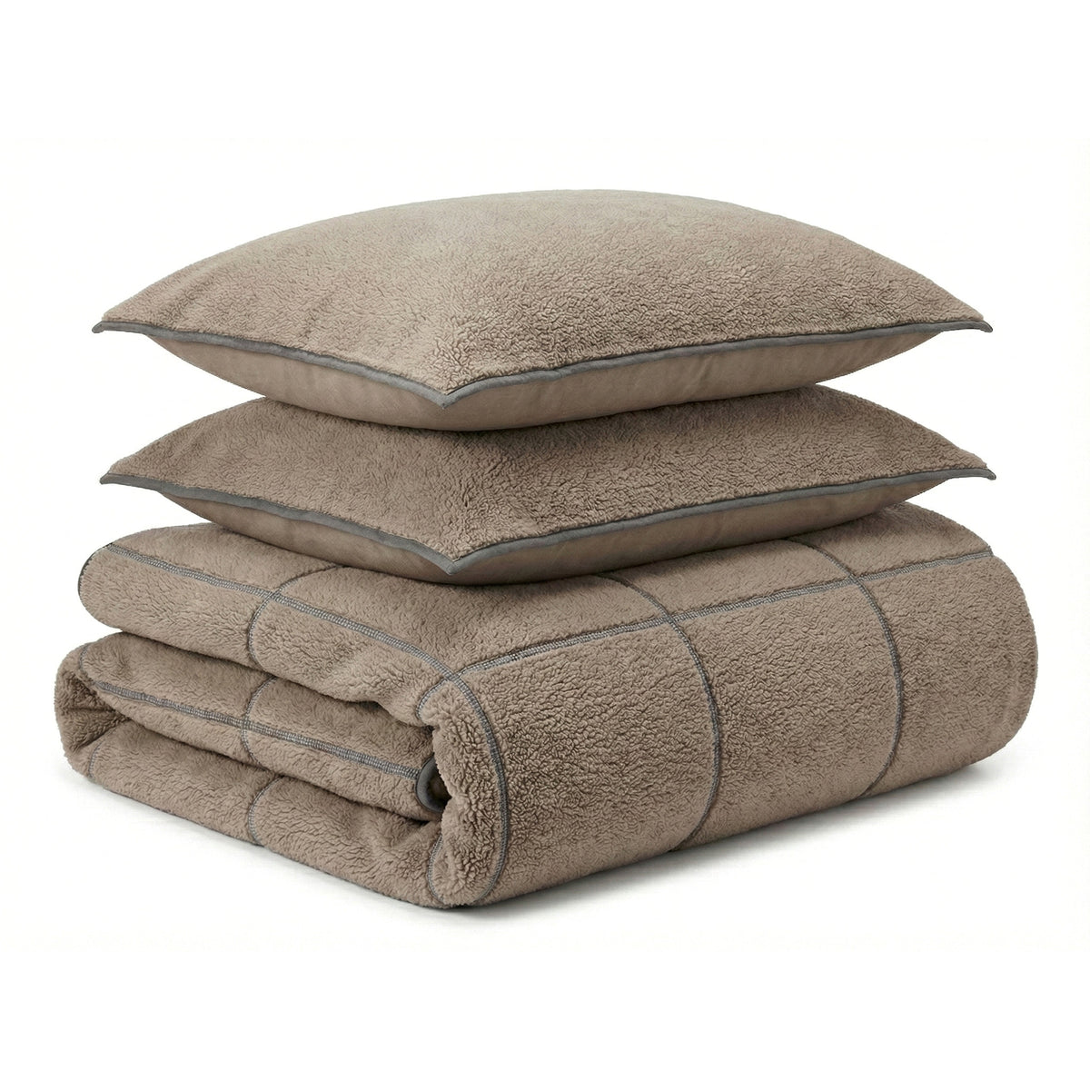 Dekbedovertrek Teddy Trim Donker Taupe