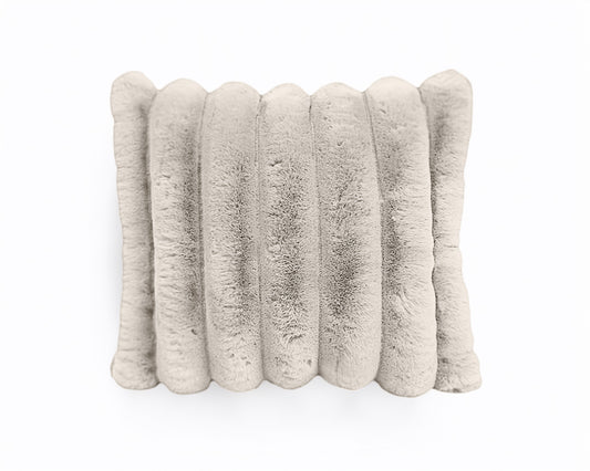 Rib Rabbit Fur Sierkussen Ecru
