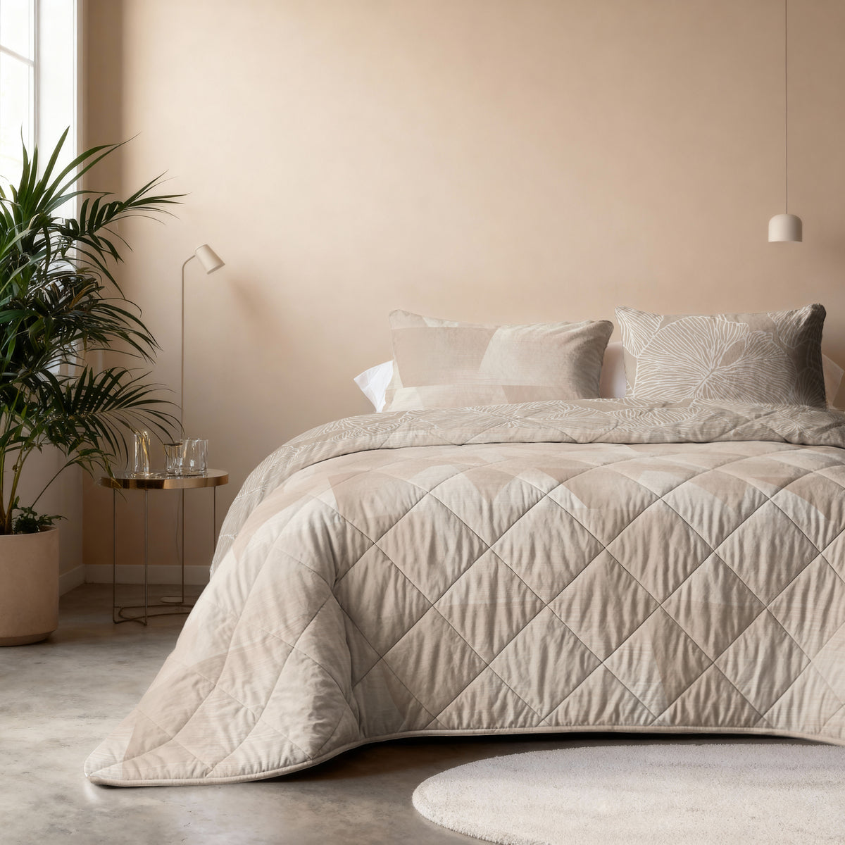Lazy Dekbed Warm Triangles Zand/Beige Met Kussenslopen