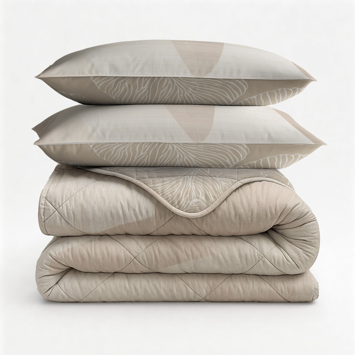 Lazy Dekbed Warm Triangles Zand/Beige Met Kussenslopen