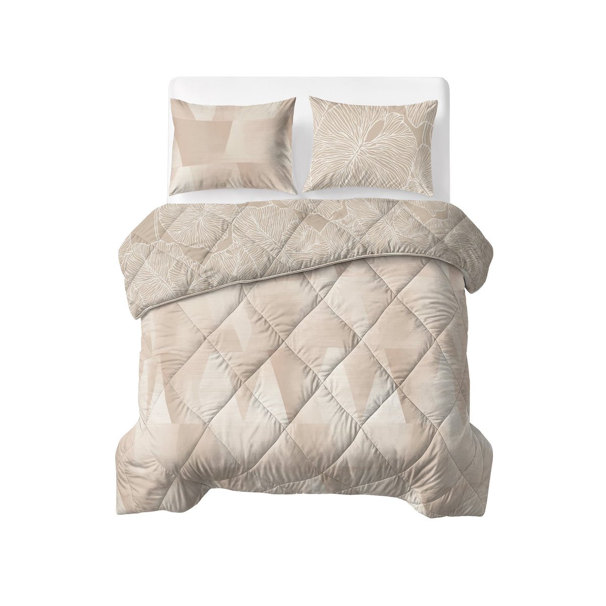 Lazy Dekbed Warm Triangles Zand/Beige Met Kussenslopen