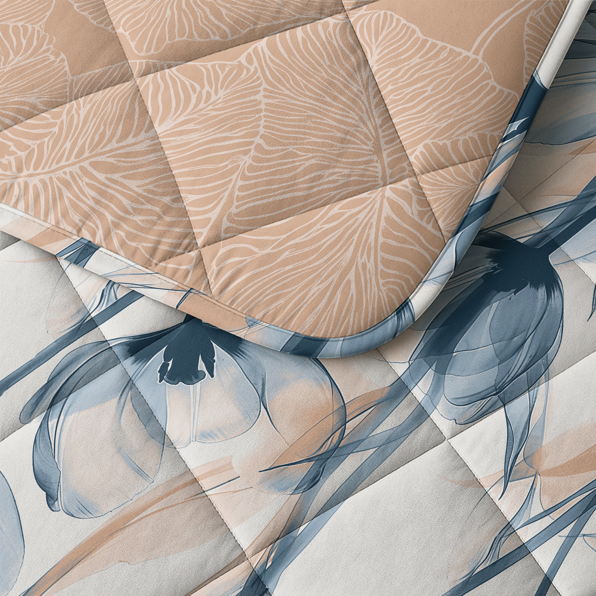 Lazy Dekbed Glass Flower Blauw Met Kussenslopen