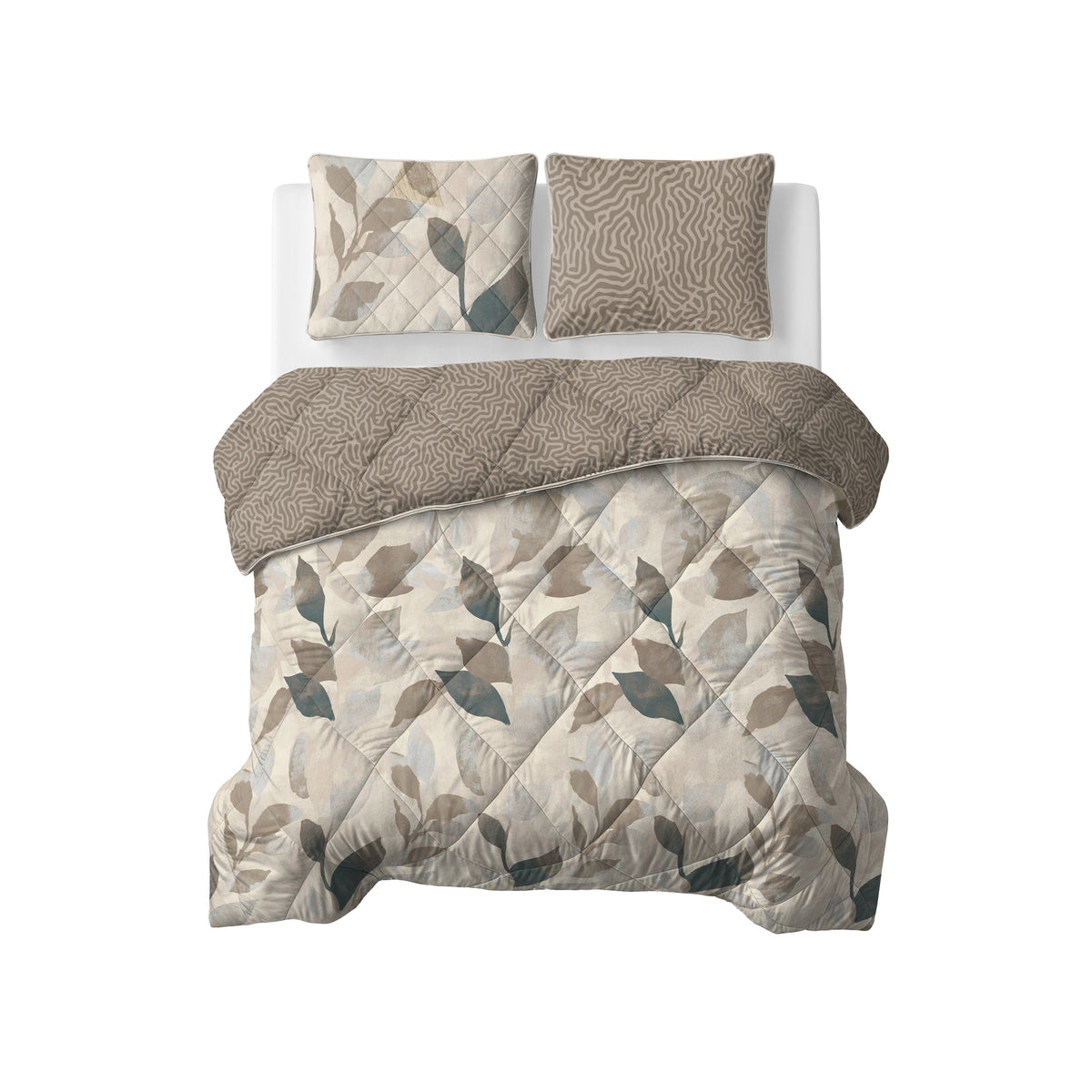 Lazy Dekbed Solitude Taupe Met Kussenslopen
