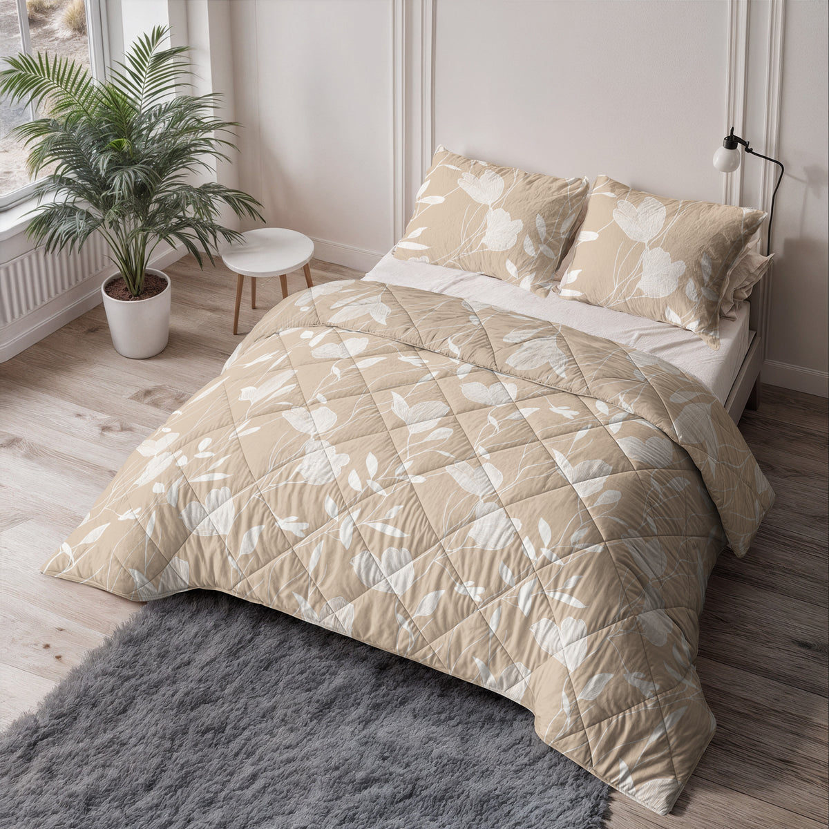Dekbed Zonder Overtrek Fallon Zand/Oranje – Wasbaar, extra lang 220 cm