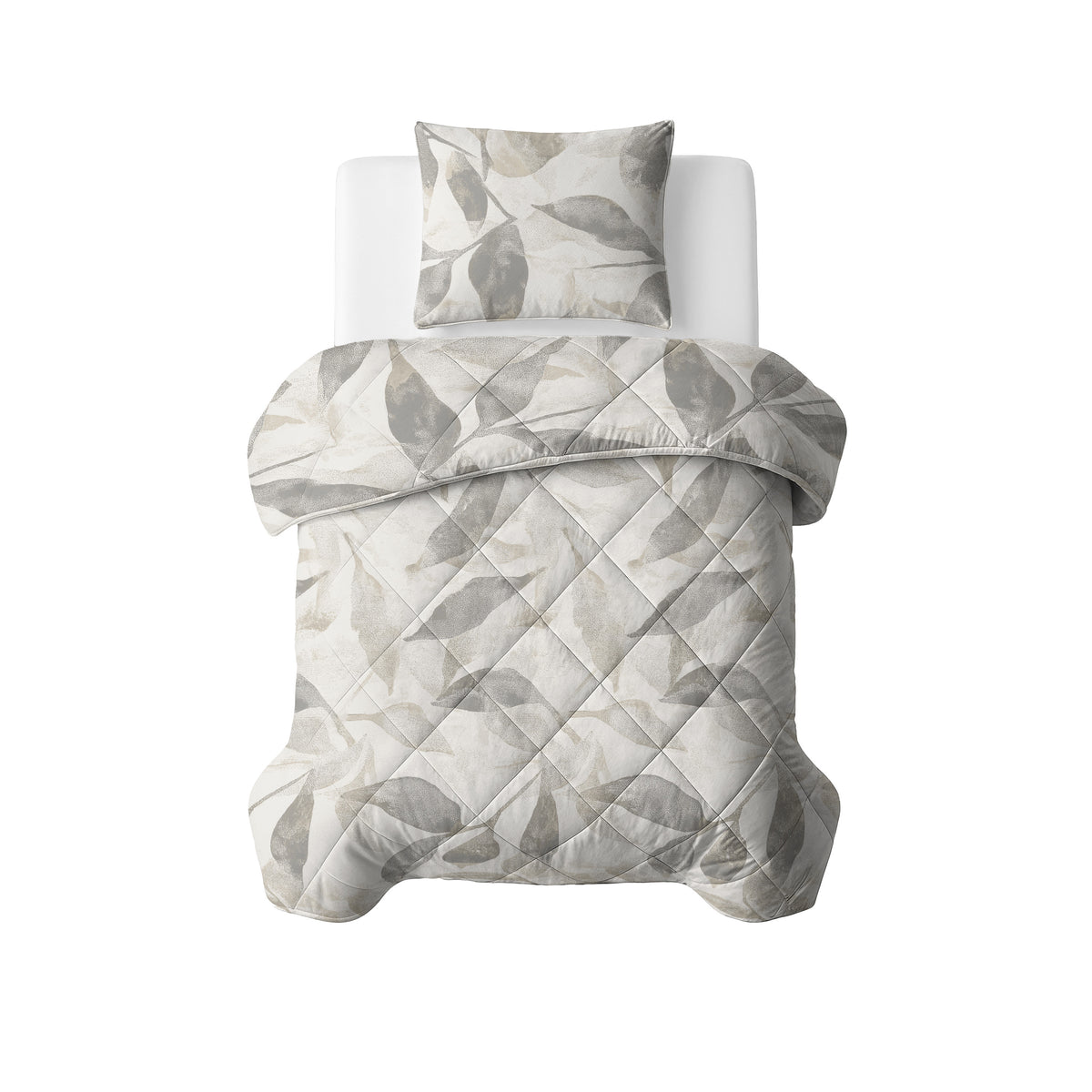 Dekbed Zonder Overtrek Misty Beige/Grijs – Wasbaar, extra lang 220 cm
