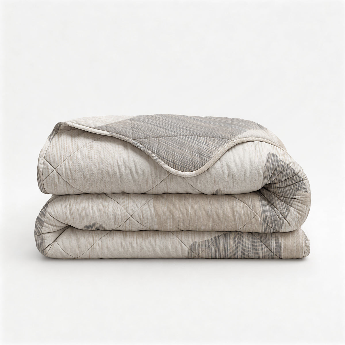Dekbed Zonder Overtrek Checkered Beige/Grijs – Wasbaar, extra lang 220 cm