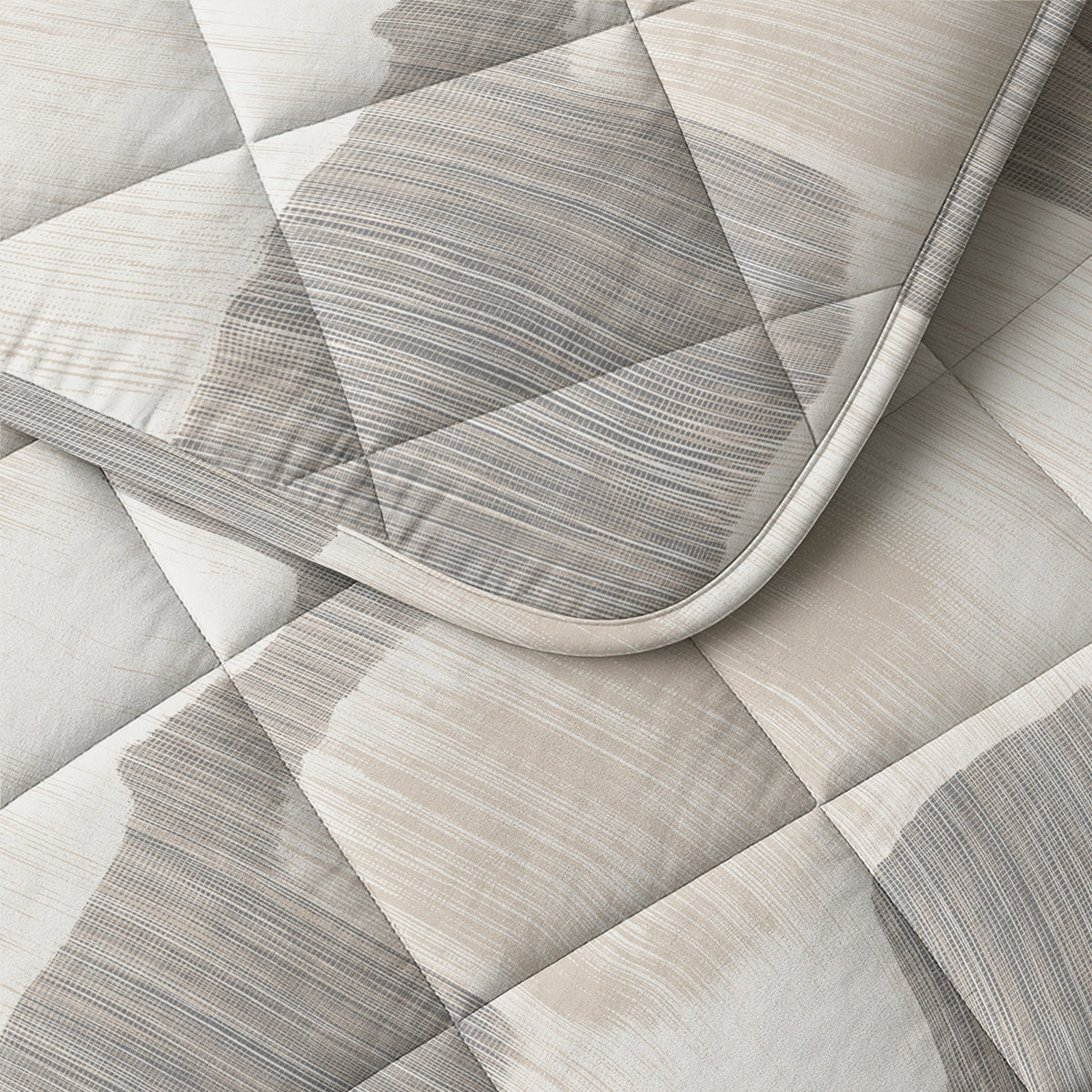 Dekbed Zonder Overtrek Checkered Beige/Grijs – Wasbaar, extra lang 220 cm