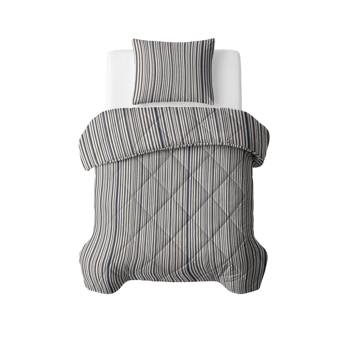 Dekbed Zonder Overtrek Stripy Beige/Blauw – Wasbaar, extra lang 220 cm