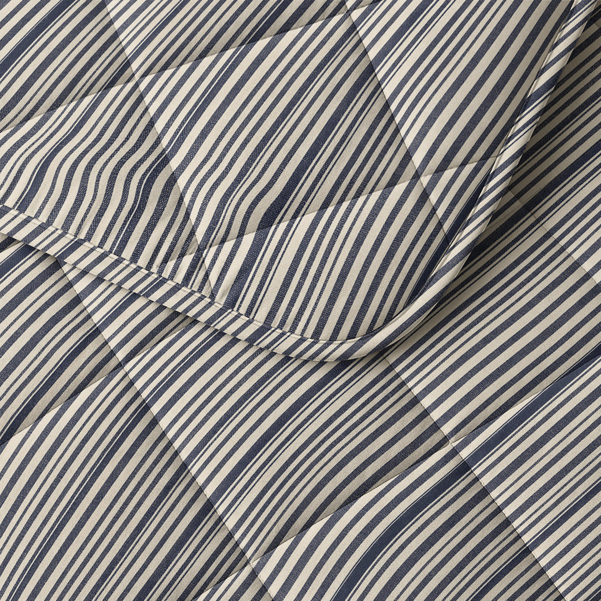 Dekbed Zonder Overtrek Stripy Beige/Blauw – Wasbaar, extra lang 220 cm