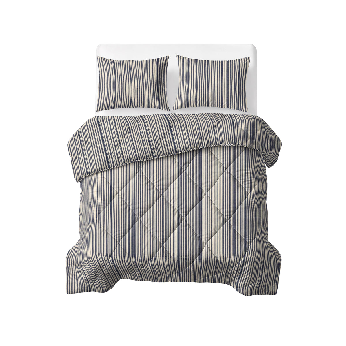 Dekbed Zonder Overtrek Stripy Beige/Blauw – Wasbaar, extra lang 220 cm