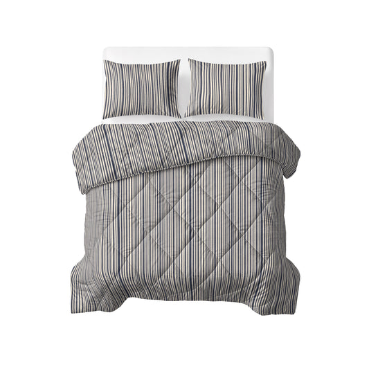 Dekbed Zonder Overtrek Stripy Beige/Blauw – Wasbaar, extra lang 220 cm