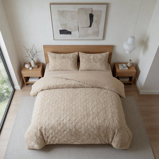 Dekbedovertrek Faux Fur Syon Taupe