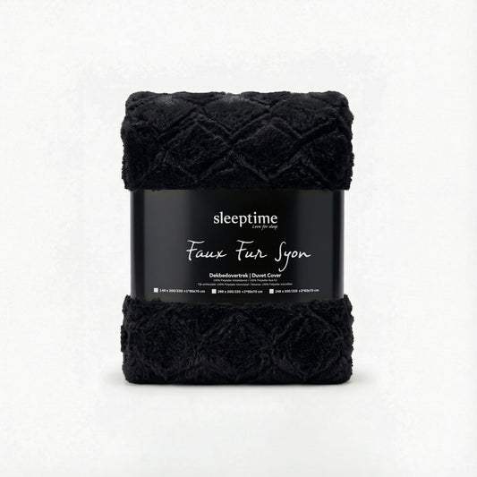 Dekbedovertrek Faux Fur Syon Zwart