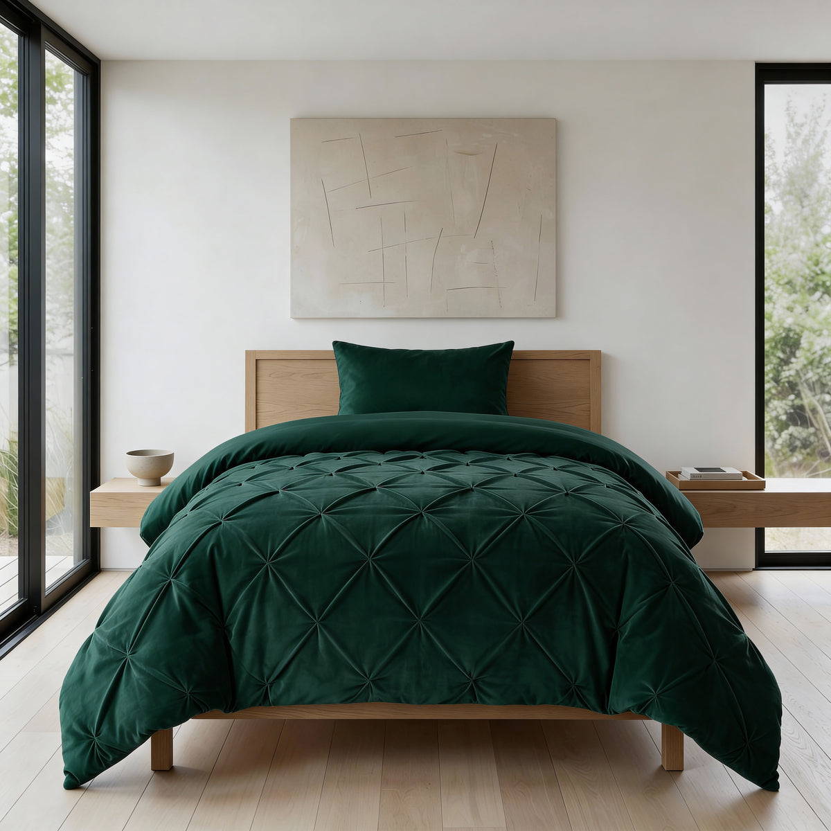 Dekbed Zonder Overtrek Velvet Pintuck Groen – Wasbaar, extra lang 220 cm