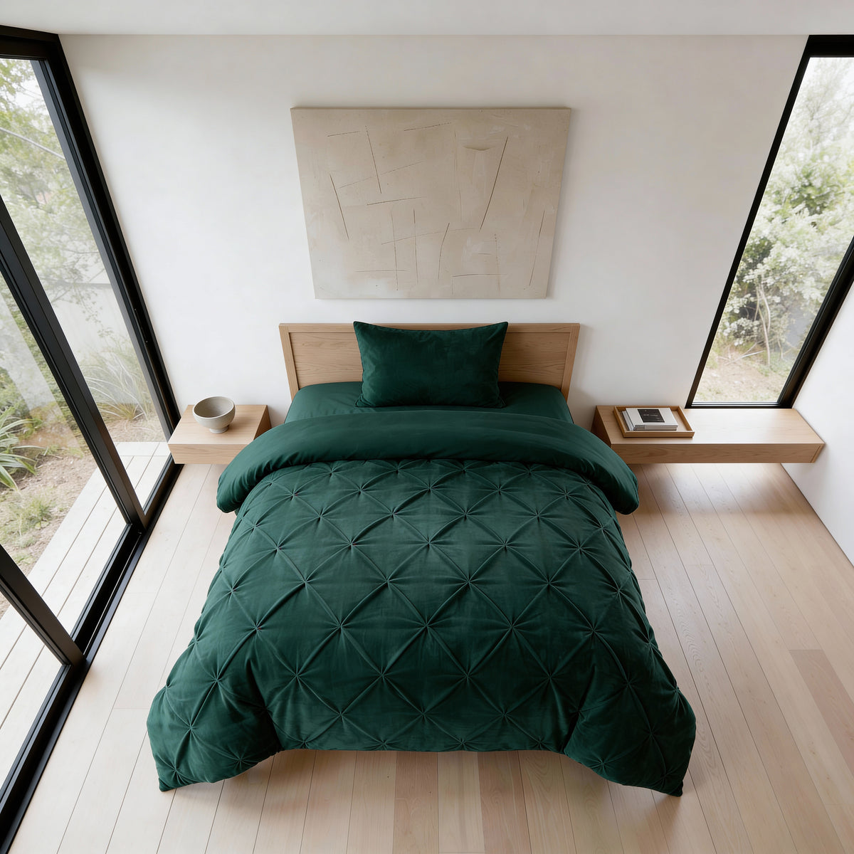 Dekbed Zonder Overtrek Velvet Pintuck Groen – Wasbaar, extra lang 220 cm