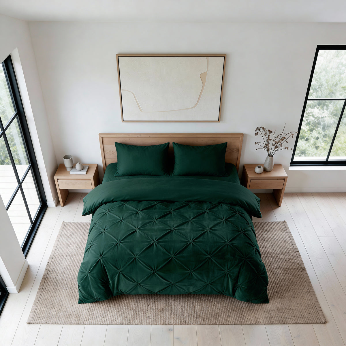 Dekbed Zonder Overtrek Velvet Pintuck Groen – Wasbaar, extra lang 220 cm