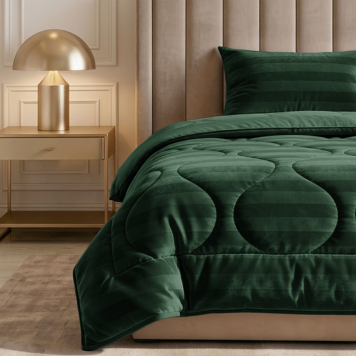 Dekbed Zonder Overtrek Hotel Velvet Donker Groen – Wasbaar