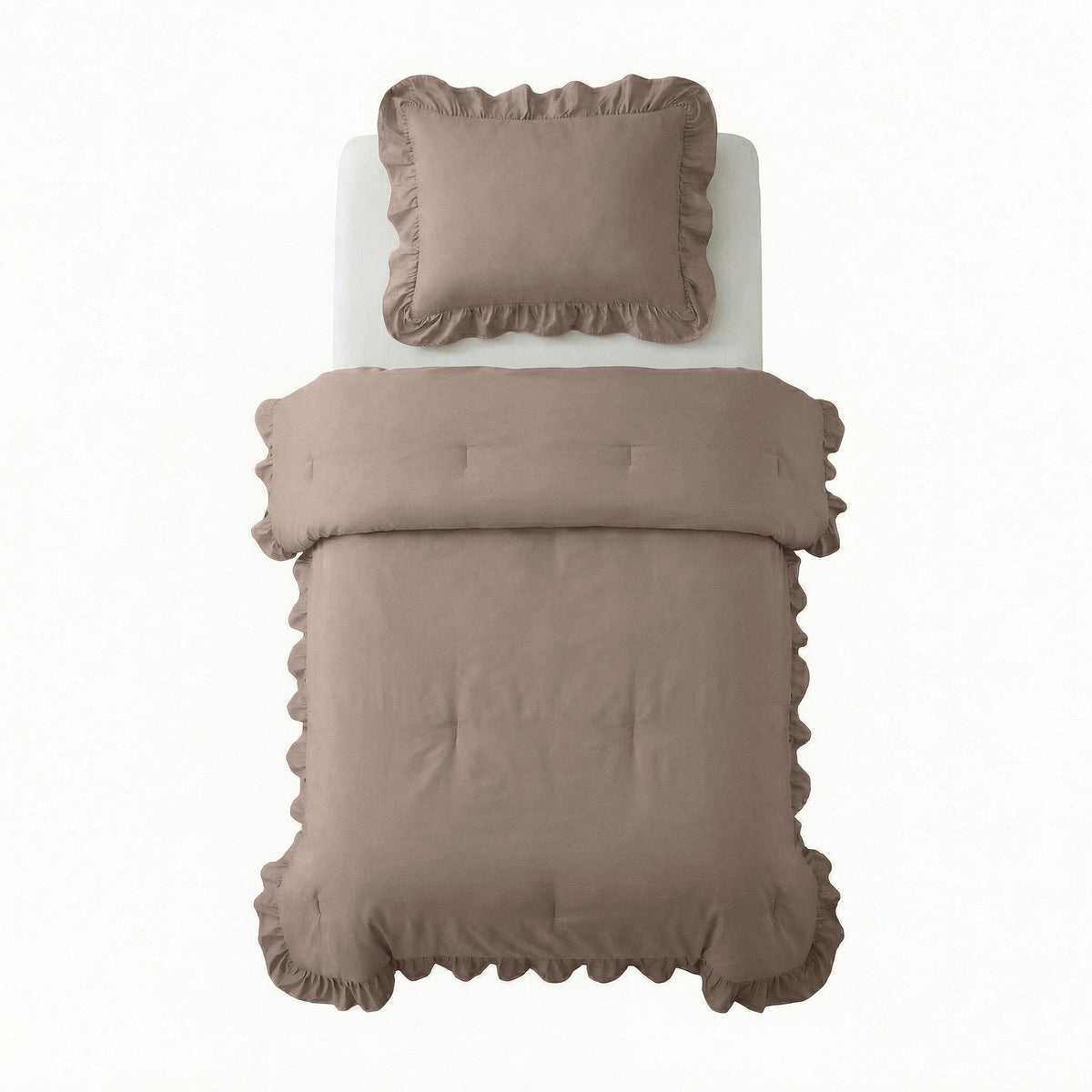 Dekbed Zonder Overtrek Ruffles Taupe – Wasbaar